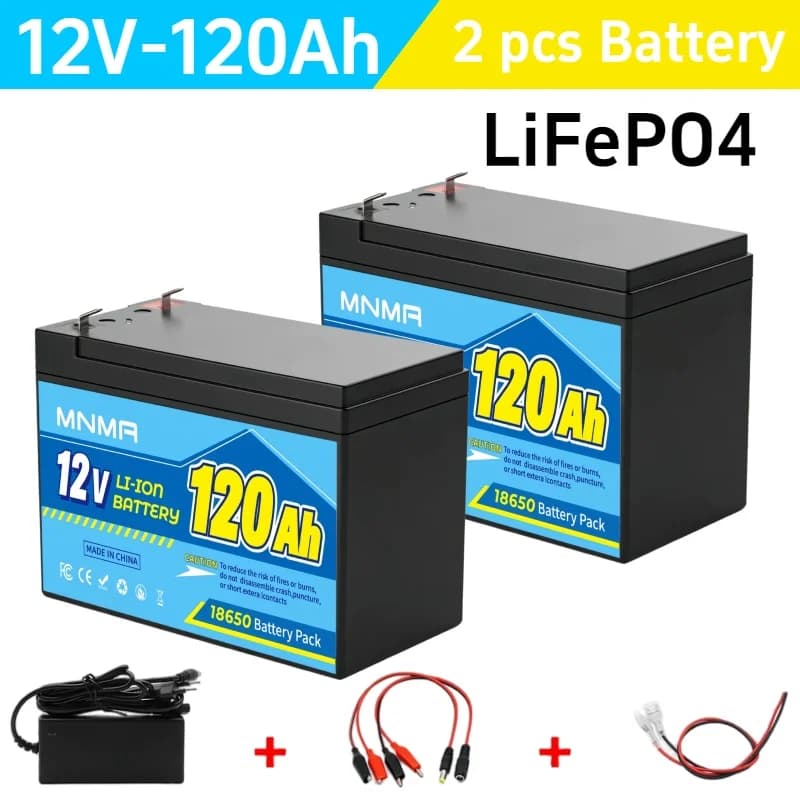 Batteria LiFePO4 12V 120000mAh con BMS Integrato, Batteria al Litio Ferro Fosfato per Kit Pannelli Solari, Passeggini, Camper, Barche