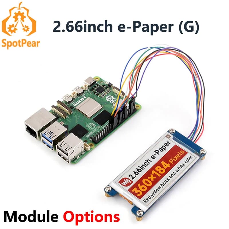 2.66 inch e-Paper module (G) Display e-link with SPI 360x184 interface for Arduino / Raspberry Pi / STM32