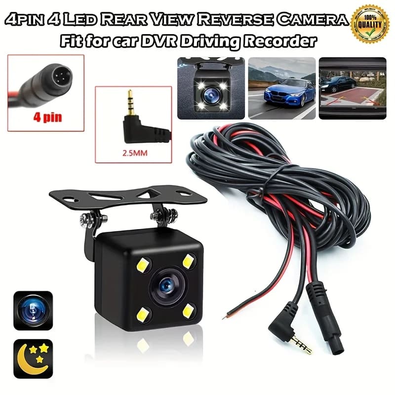 Telecamera di Retromarcia per Schermo Carplay e Dash Cam, Aggiornamento Telecamera Posteriore a 4 Pin per Stereo Auto