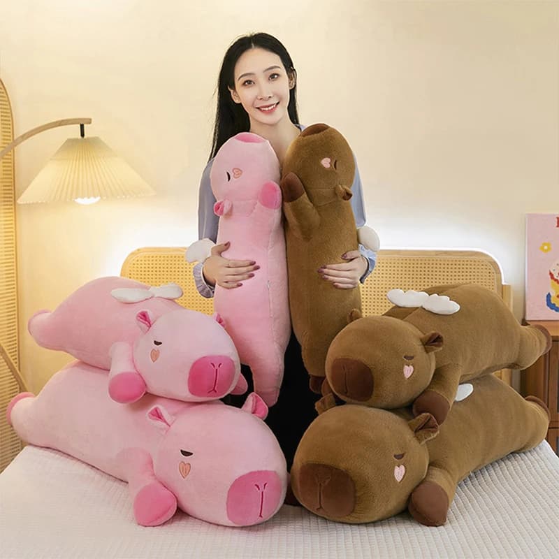 Cute Kawaii Capybara Plush Toy Stuffed Doll for Kids Birthday Xmas Gift Soft Huggable Angel Pet Sleeping Pillow Cuddly Baby