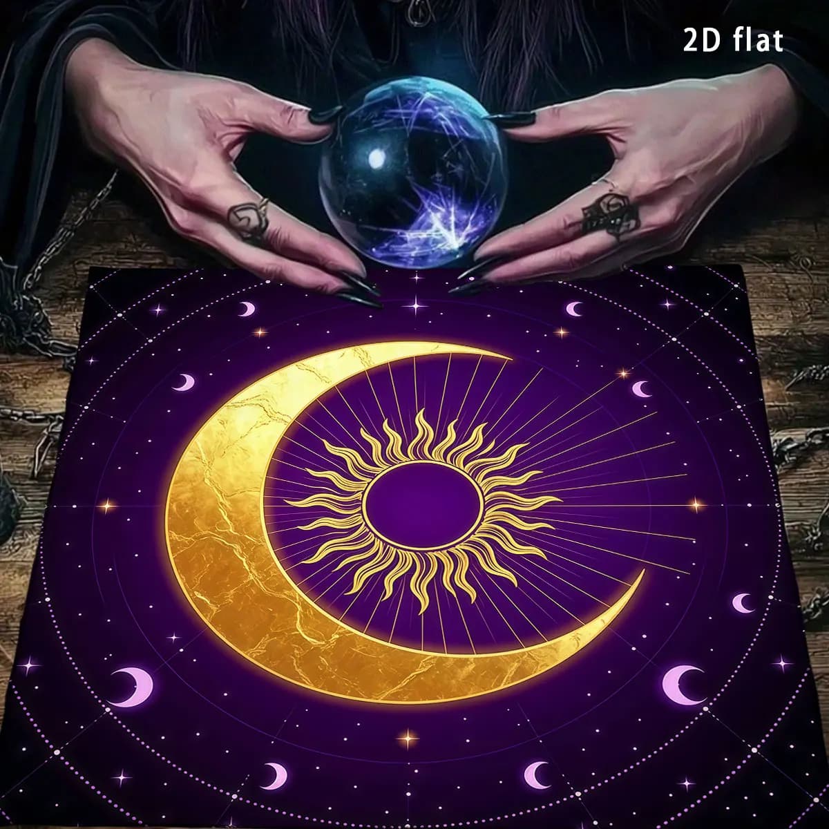 Golden Sun&Moon Phase Tarot Tablecloth Altar Cloth tablecloth Tarots Cloth Starry sky Spiritual Oracle Card Pad Home Dorm Decor