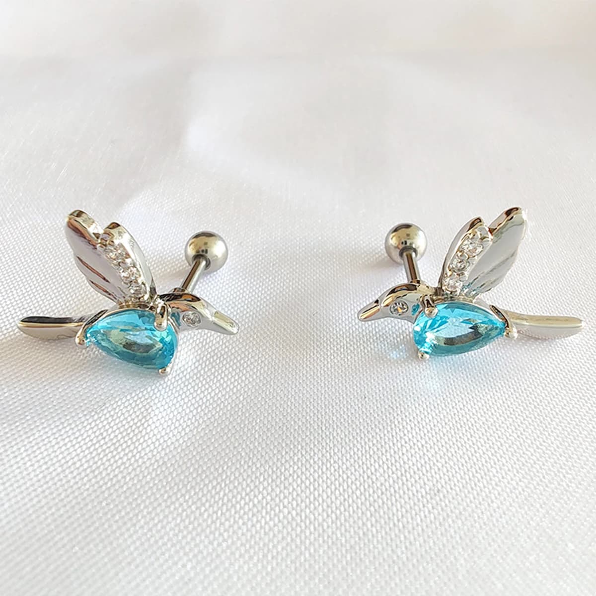 1 paio di orecchini a bottone con colibrì, ciondolo in cristallo da donna, gioielli per feste con uccelli amati, regalo di compleanno