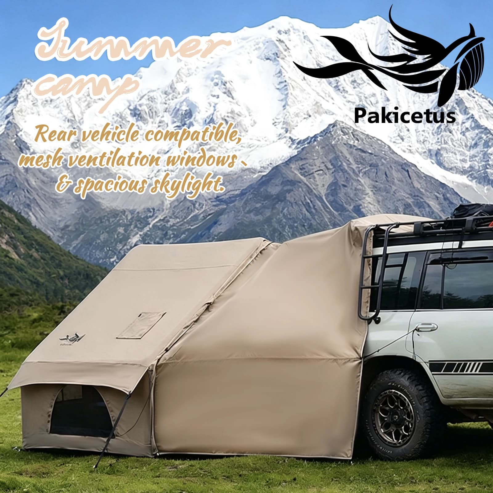 PAKICETUS 4-6 Person Quick Setup Inflatable Camping Tent, All Season Luxury Outdoor Tent With Breathable Mesh & Fast Air Circulation, For Family Camping Hiking Backpacking Trips