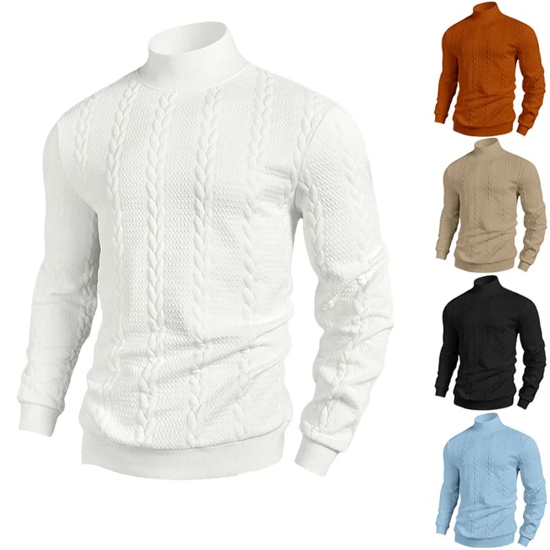 2025 Autunno/Inverno Nuovo maglione casual a collo alto jacquard da uomo europeo e americano Capispalla moda