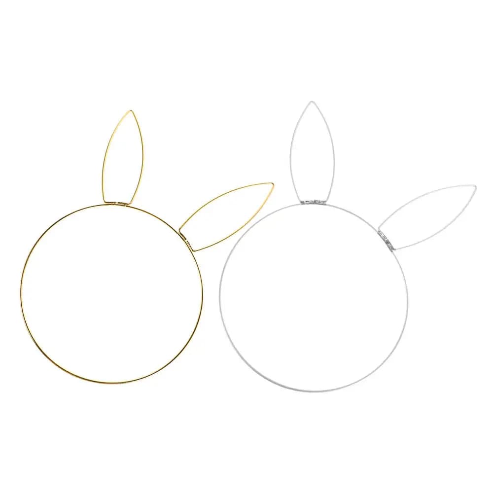 2Pcs Easter Bunny Head Wreath Frame Rabbit Metal Ring for DIY Floral Wreath Crafting Spring Decor Wall Door Window Shelf