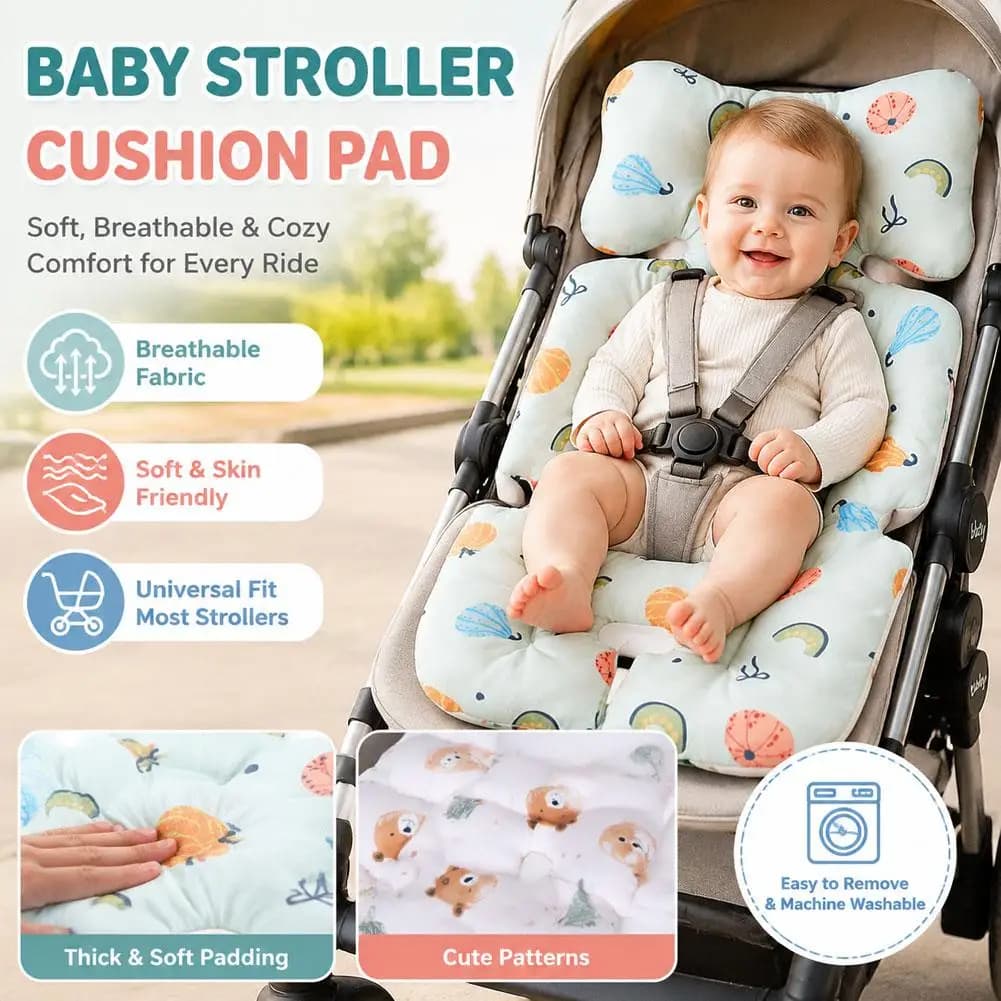 Soft Baby Stroller Seat Cushion Pad for Car Puchair Liner Mat Cotton Breathable Cart Mattress Infant Newborn Pram Accessories