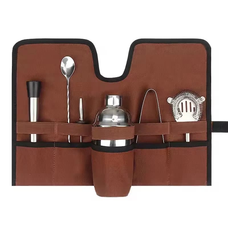Borsa da Barman in Tela, Borsa Portatile per Shaker e Attrezzi da Cocktail, Borsa Porta Utensili per Preparazione di Cocktail e Succhi