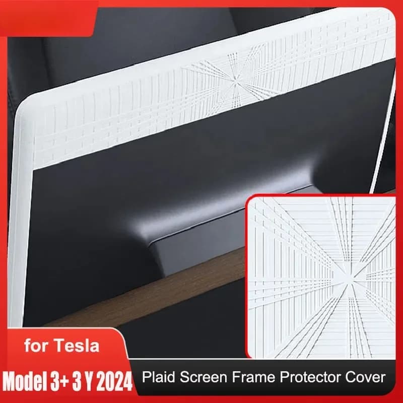 Per Tesla Model 3+ Highland Y 2024 Controllo centrale Cornice dello schermo di navigazione Copertura protettiva Plaid Accessori protettivi in silicone