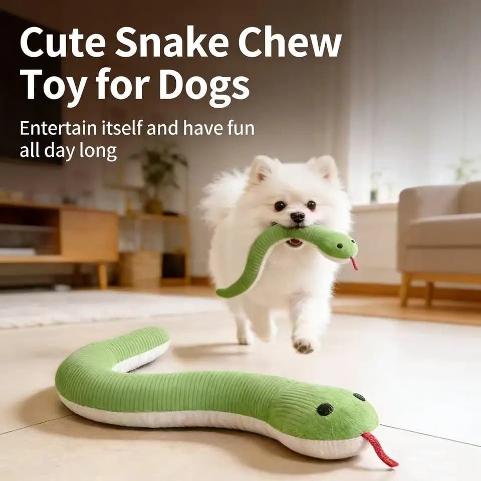 Fun Rattle Sound Snake Plush Toy for Cats & Dogs, Interactive Chew & Kick Toy, Indoor Pet Entertainment & Teeth Cleaning Supply