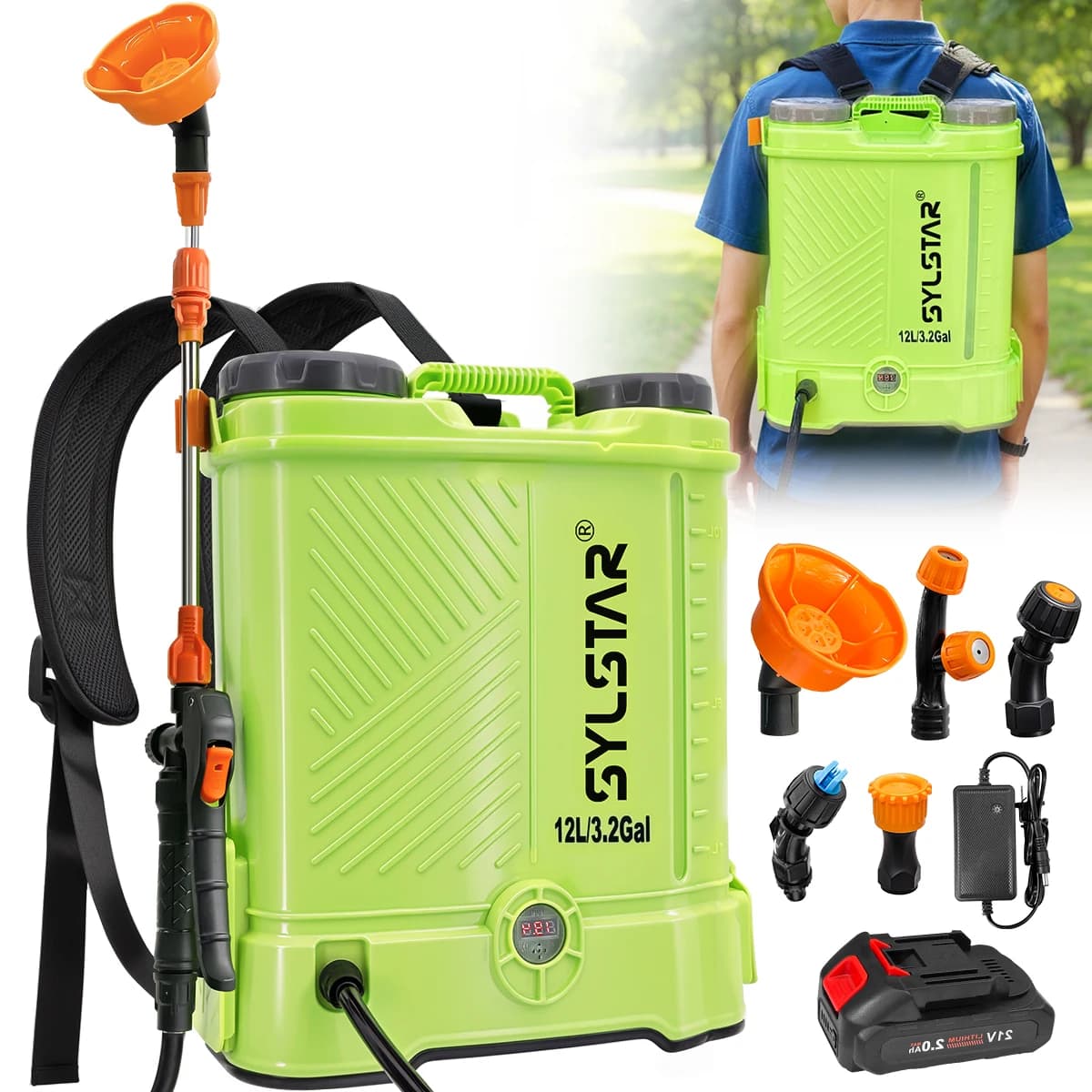 Spruzzatore a Zaino Elettrico da 3,2 Galloni, 80 PSI, Compatibile con Batteria Makita 18V, Spruzzatore per Erbacce e Prato