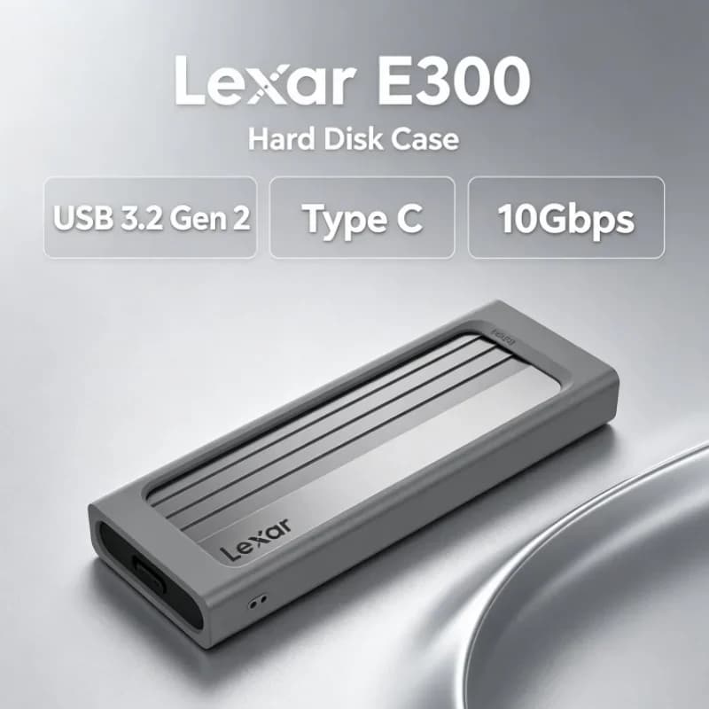 Lexar E300 NVMe SSD for 2230/2242/2260/2280 M.2 Enclosure USB 3.2 Gen 2 Type C Mobile External Hard Disk Case