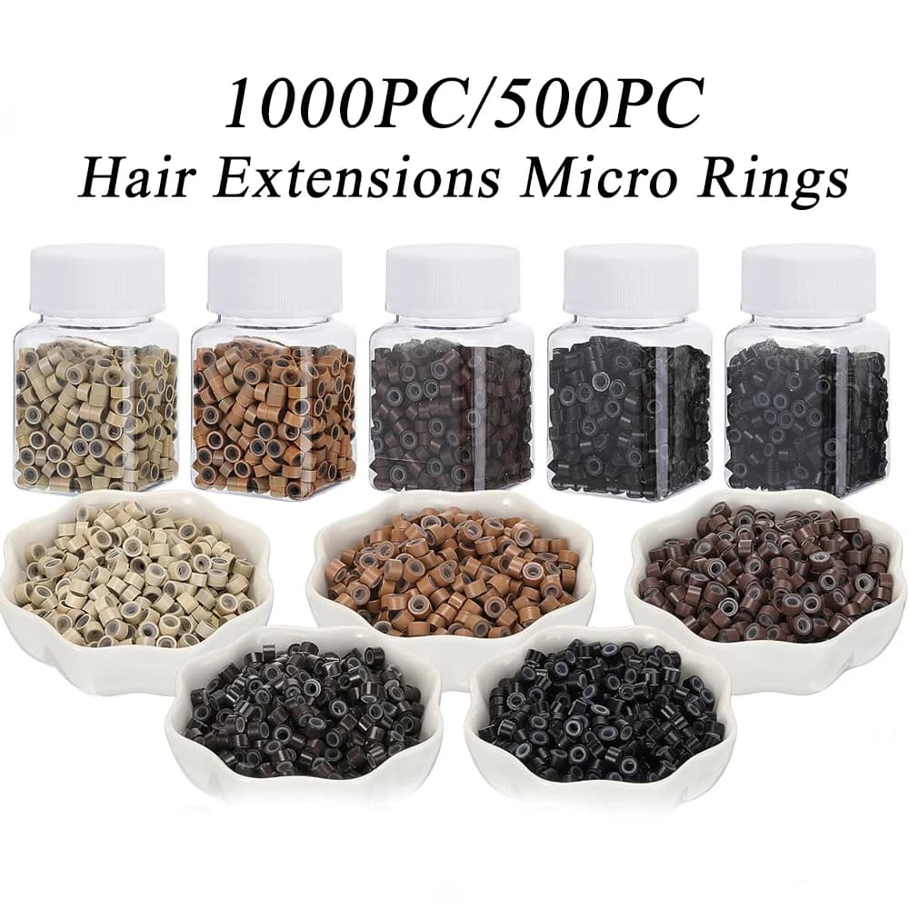 500 pezzi micro collegamenti multicolori perline per estensioni dei capelli anelli per estensioni dei capelli foderati in silicone per strumento di estensioni dei saloni professionali