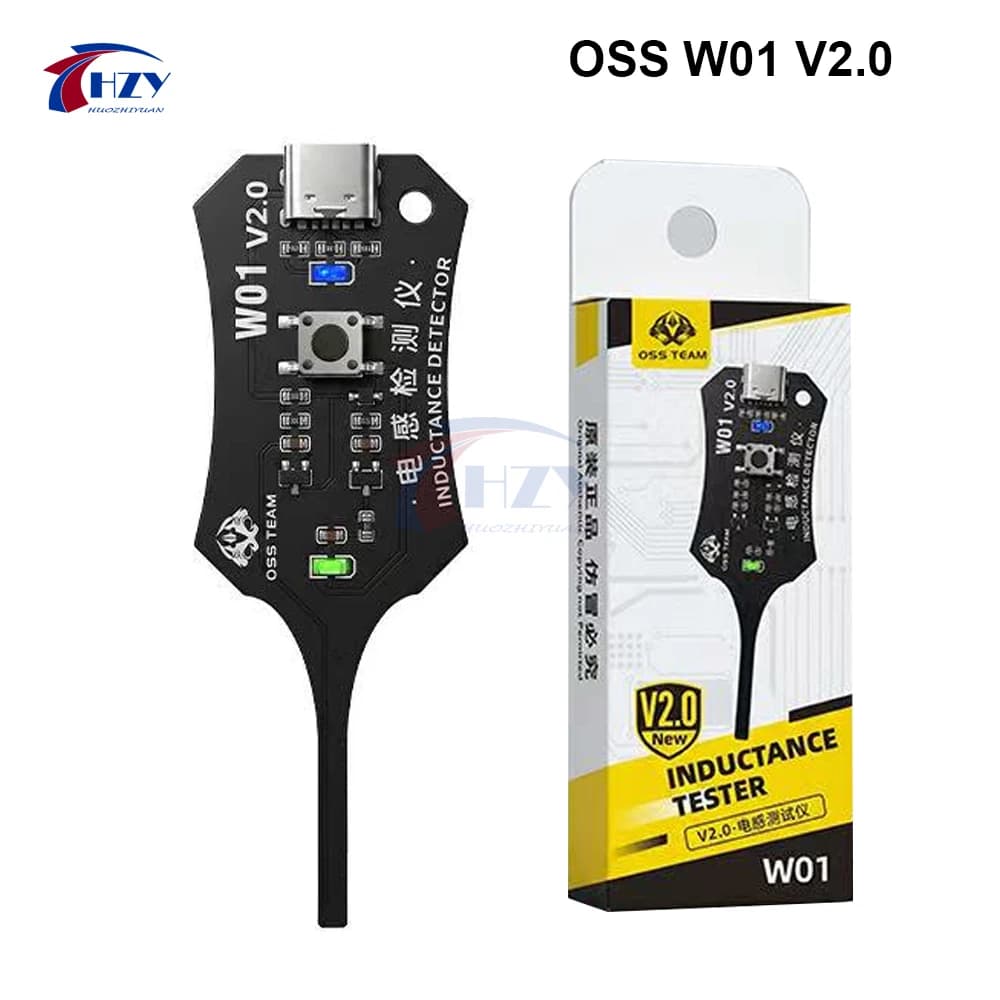 W01 motherboard coil tester, inductors detection tool for phone motherboard repair, rapid failure verification via electromagnetic induction
