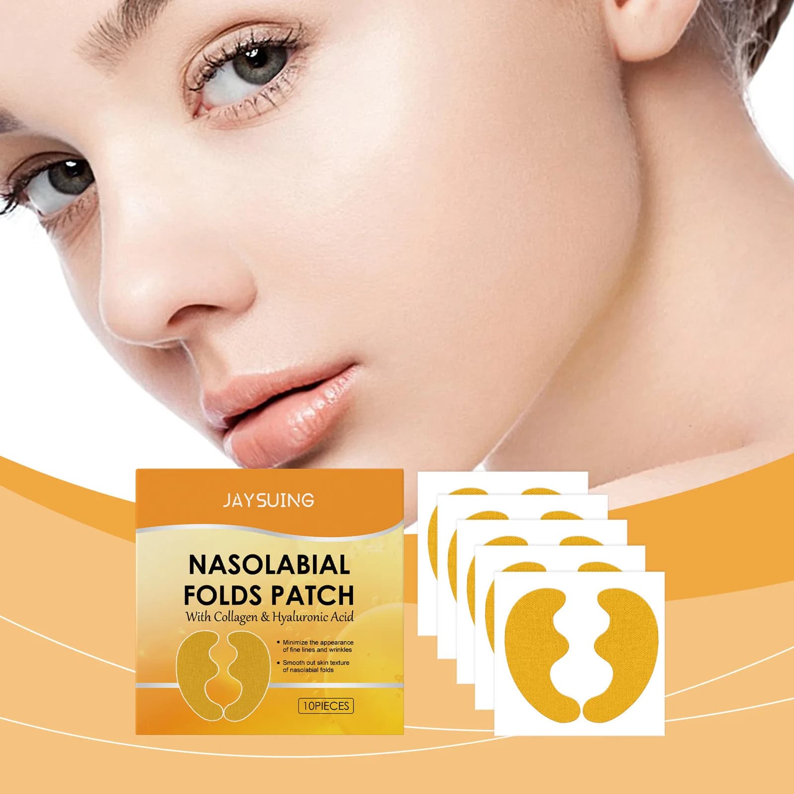 Patch Antirughe con Acido Ialuronico, Adesivo Lifting per Pieghe Nasolabiali, Gel Rassodante per Rughe Sottili della Fronte, Maschera al Collagene Anti-Età
