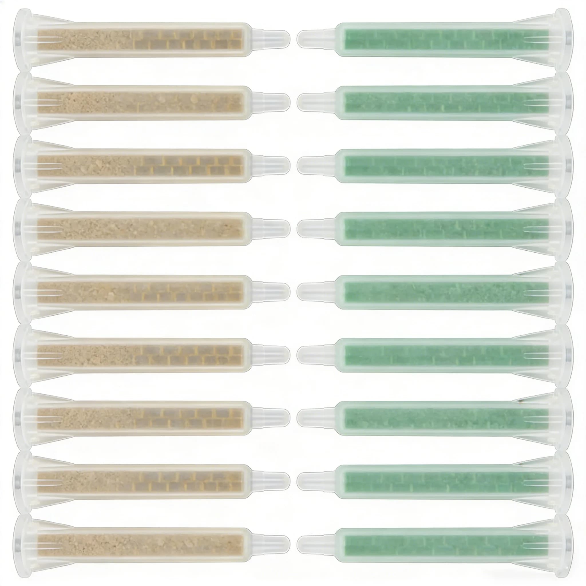 100 pz. KZ-F616L Tubo Miscelatore a Baionetta Verde e Oro, Ugello Miscelatore Statico Bicomponente per Colla AB per Pistola Incollatrice da 50ml