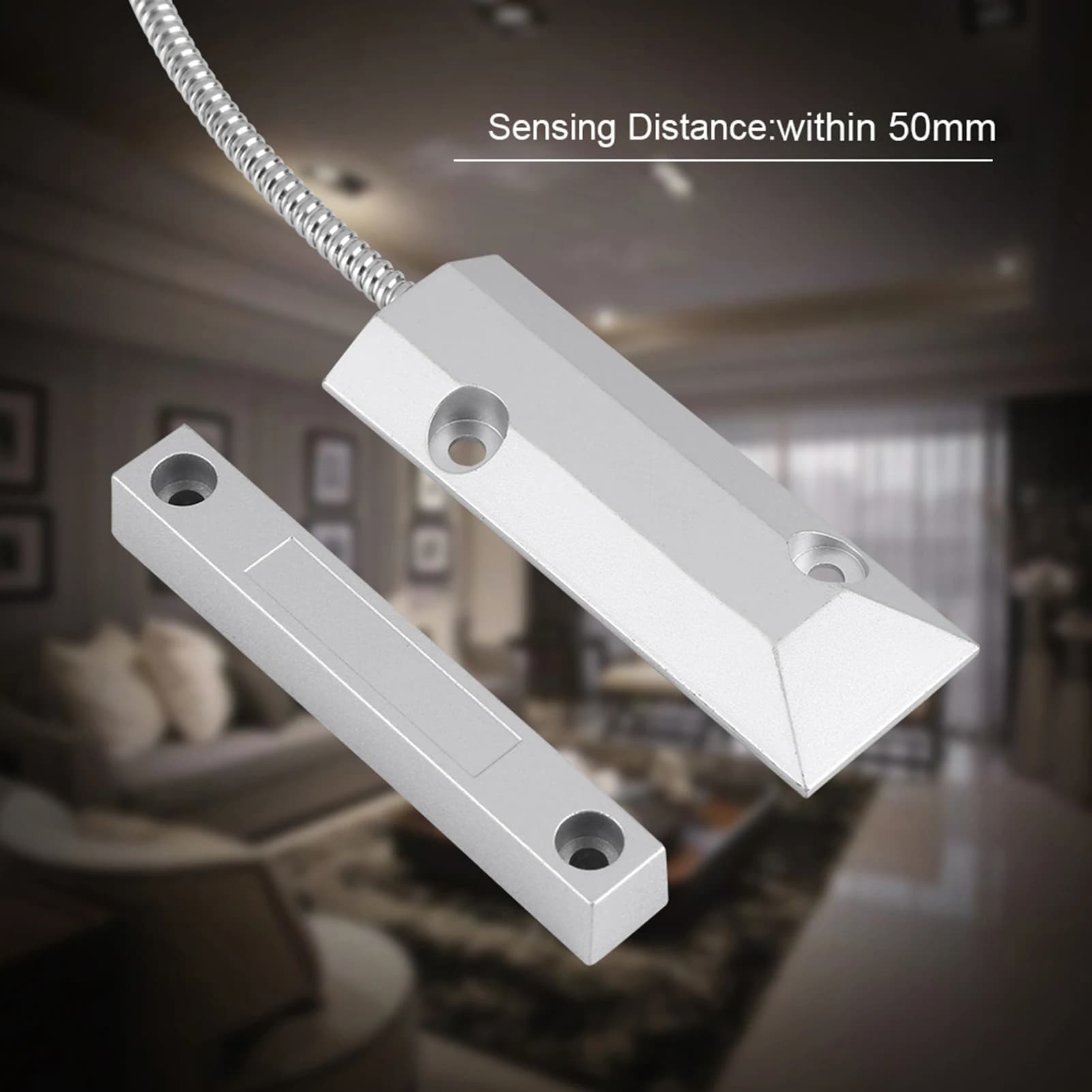 Sensore Magnetico Cablato per Porte e Finestre, Rilevatore di Contatto per Allarme di Sicurezza Domestica e Garage