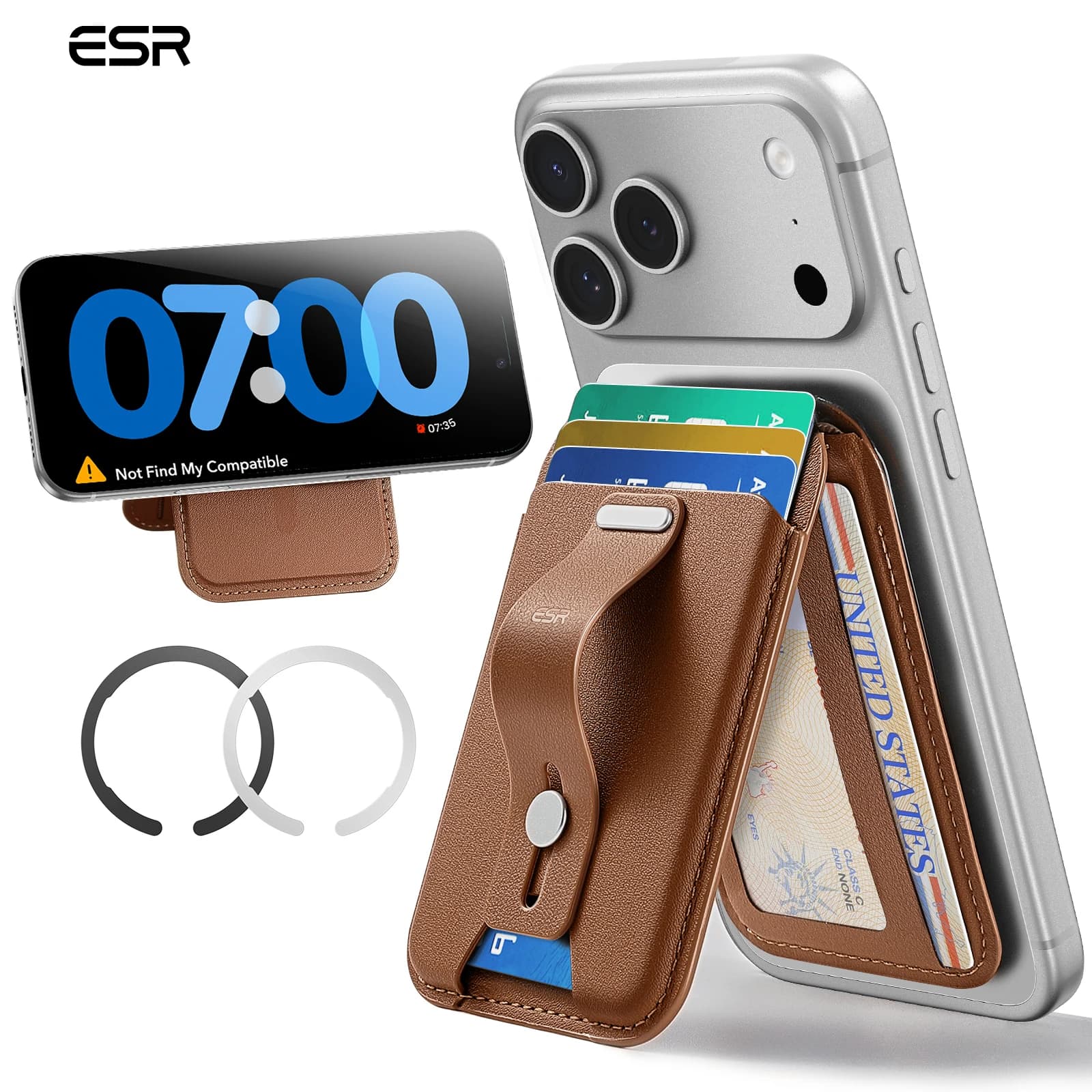 ESR per MagSafe: Porta Carte con Blocco RFID e Portafoglio Magnetico per iPhone 17e/17/16/15/14/13/12 e Samsung
