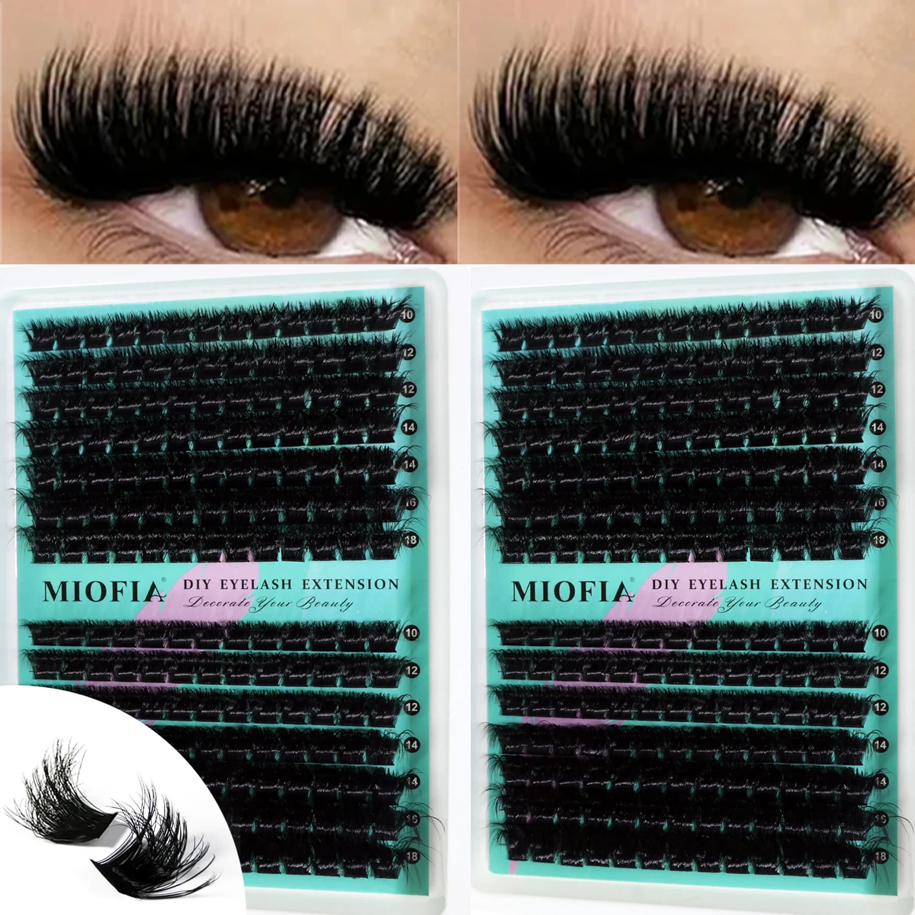 MIOFIA 5D Volume Fluffy Mink Cluster Lashes 30D-150D Thick Lashes Clusters 10-18mm Mixed Length Natural DIY Eyelash Extensions