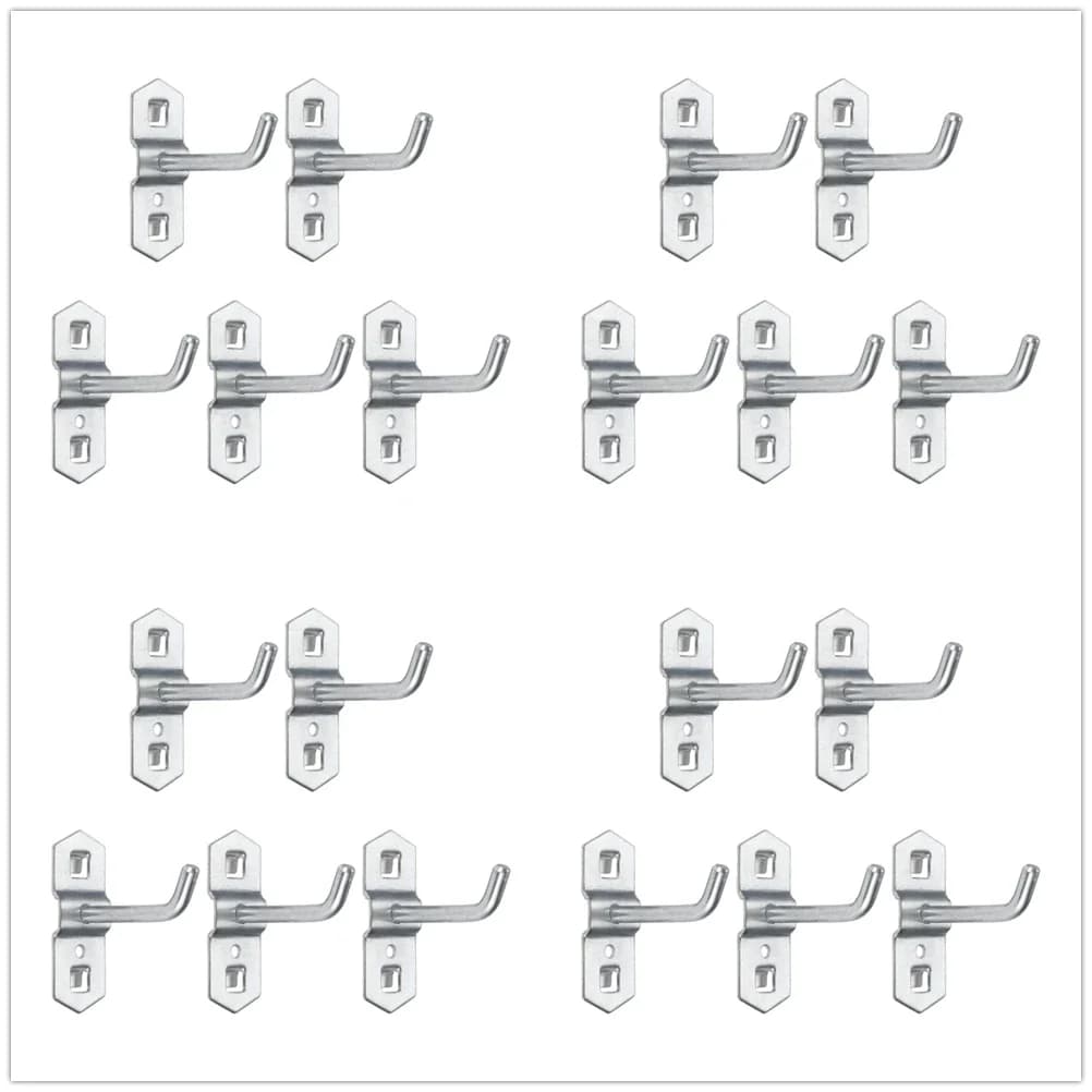 20 pz Foro In Acciaio Bordo Ganci Obliqui 50mm/1.96 "Costumi A Parete Rack di Stoccaggio Appeso Cappello Borsa Chiave Strumento Garage Cucina Negozio