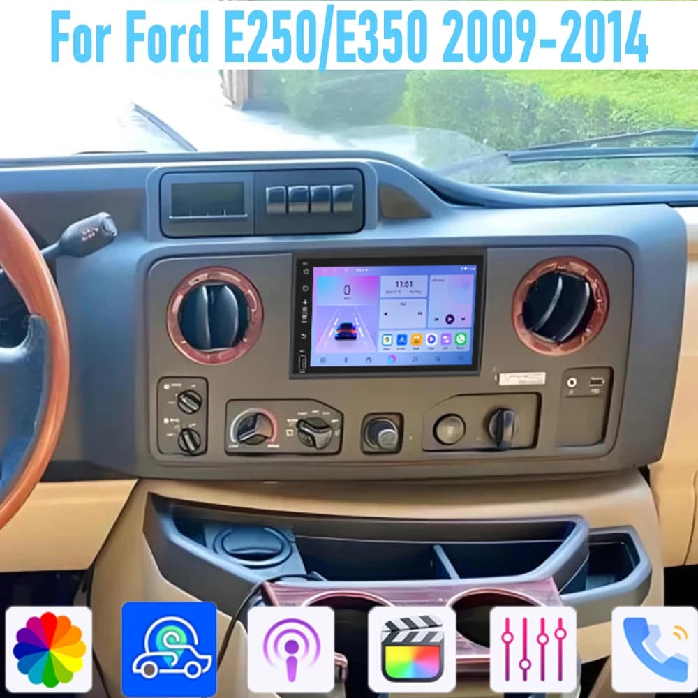 7" For Ford E250/E350 2009-2014 GPS 64GB Car Stereo Radio Wireless Carplay Android Auto Head Unit Intelligent System WIFI Navi
