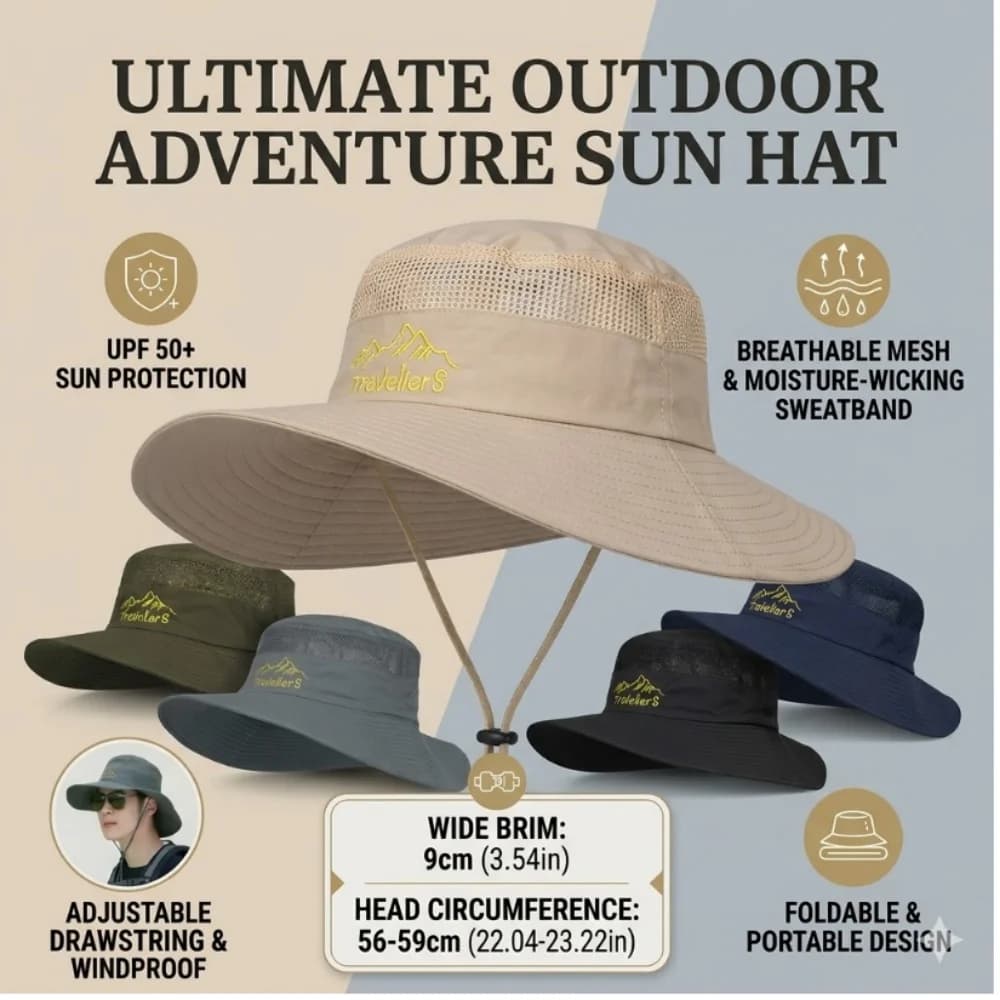 Unisex Summer Cotton Linen Sun Hat UPF50+ UV Protection Wide Brim Fishing Bucket Cap Foldable Windproof Beach Gorras