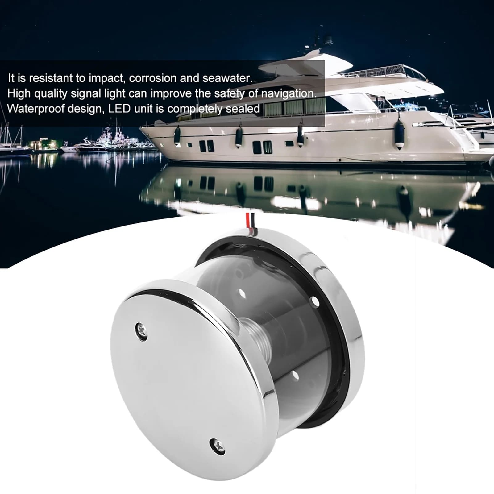 Lampada di segnalazione della luce di segnale di navigazione per barche LED di ancoraggio rotondo IP66 impermeabile per accessori per yacht per barche marine 3W DC12V‐24V