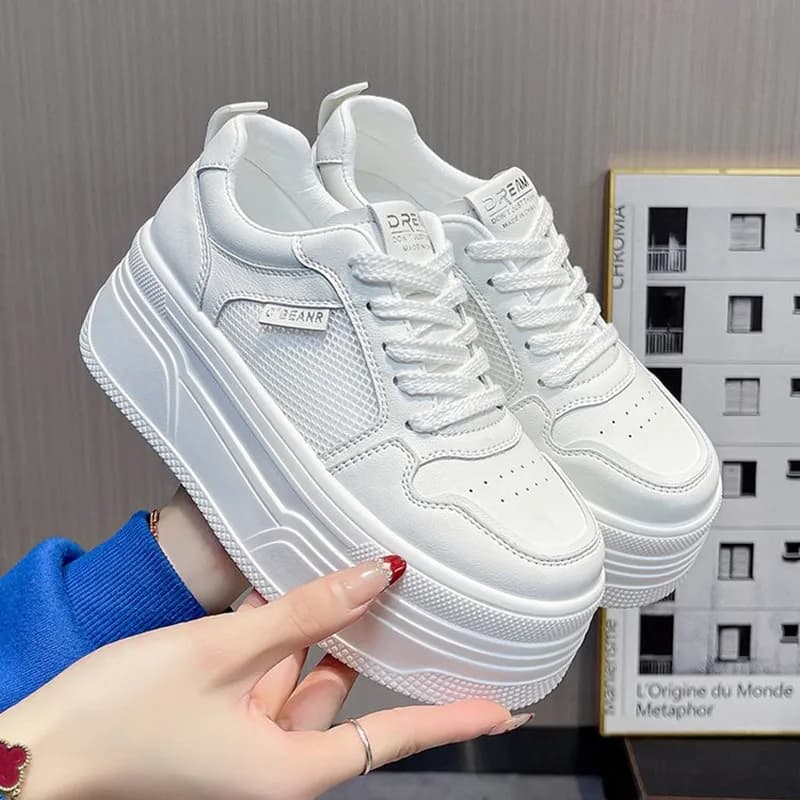 Luxury Fashion Hollow Out Platform Shoes Women Lightweight Thick Sole Height Increasing White Sneakers Summer Breathable Sandals