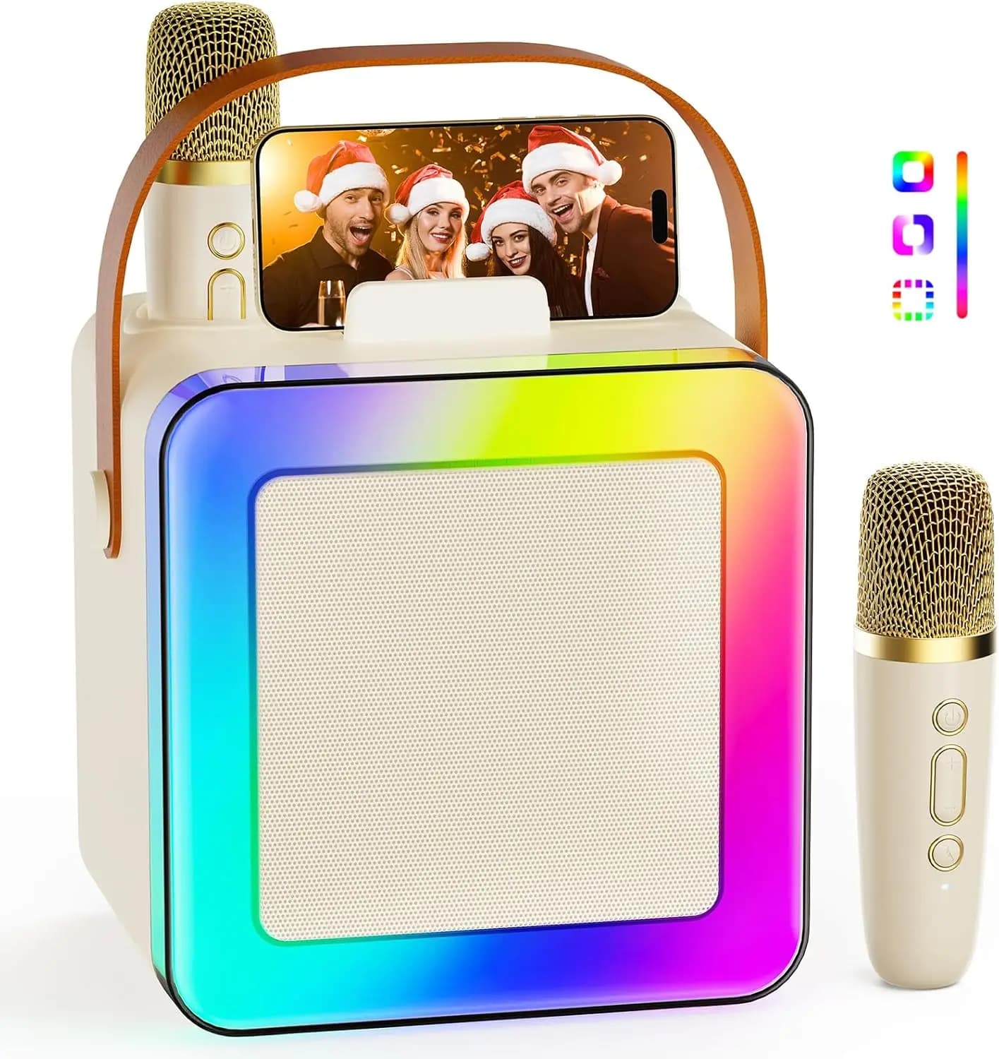 Macchina per Karaoke Portatile con Altoparlante Bluetooth e Microfoni Wireless per Bambini, Adulti, Feste in Famiglia, Regali di Compleanno