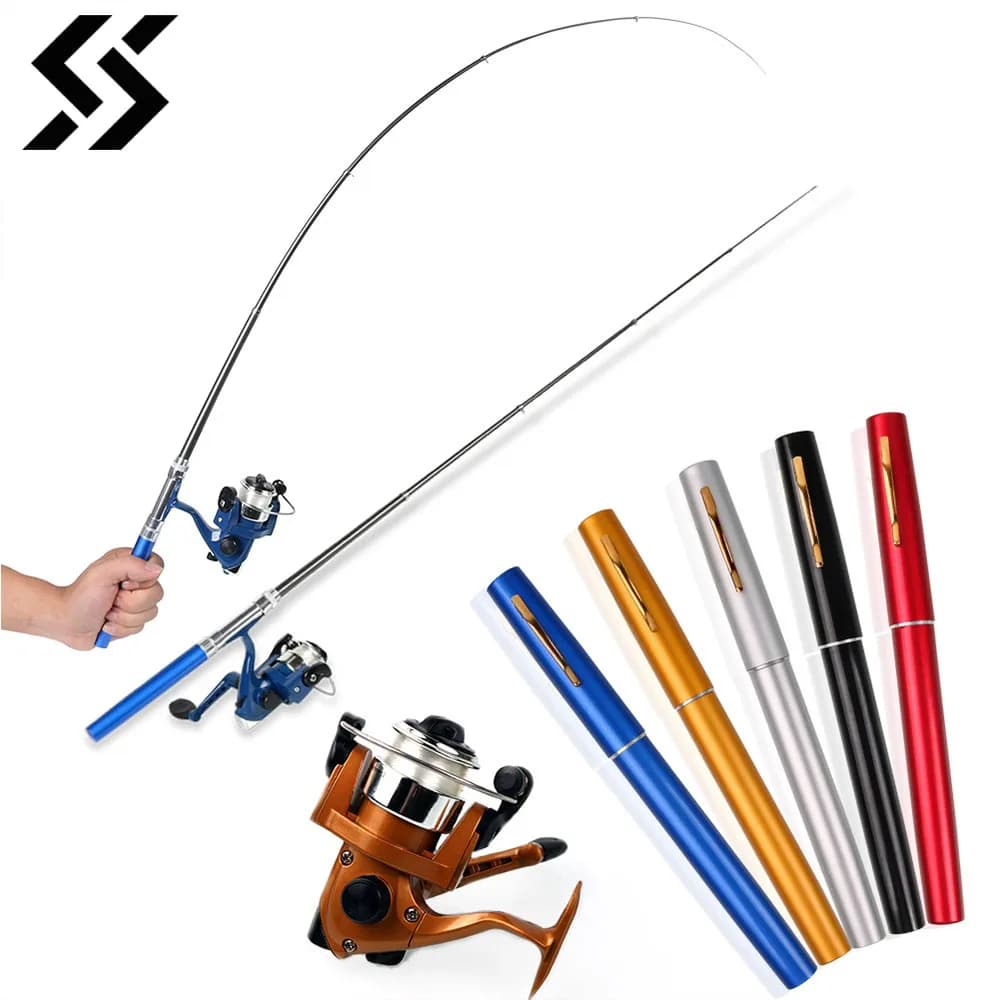 Sougayilang Cinque Colori Canna Da Pesca Mulinello Combo Ultra leggero 1.0m Mini Tasca Telescopica Penna Canna Da Pesca Canna + Mulinello Pesca
