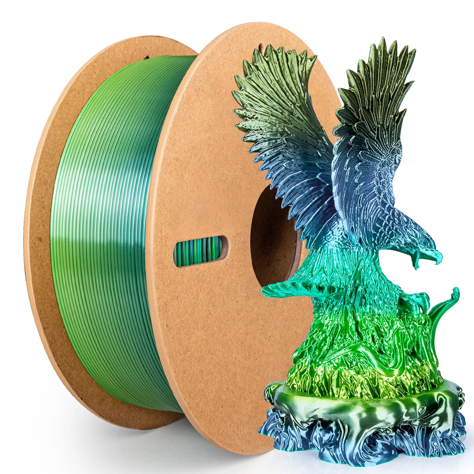 Filament PLA Silk Rainbow 1.75mm Series Forest 500g/1KG Polished Spool with Fast Color Gradient for 3D Printers, Compatible with Most FDM Printers
