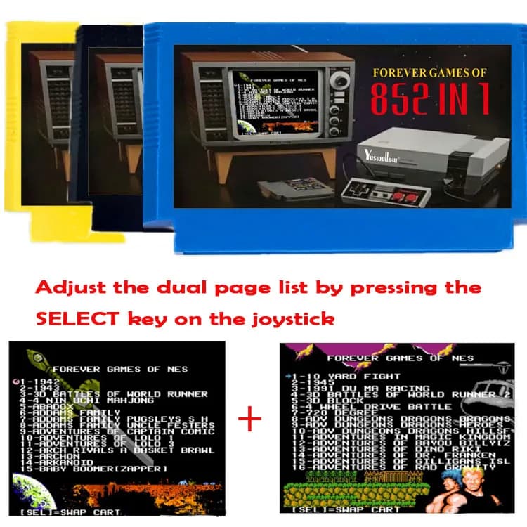 Il 2025 PER EVER GAME OF 852 in 1 Scheda di gioco a 8 bit per console per videogiochi per famiglie Supporto per cartuccia di gioco a 60 pin salva progressi