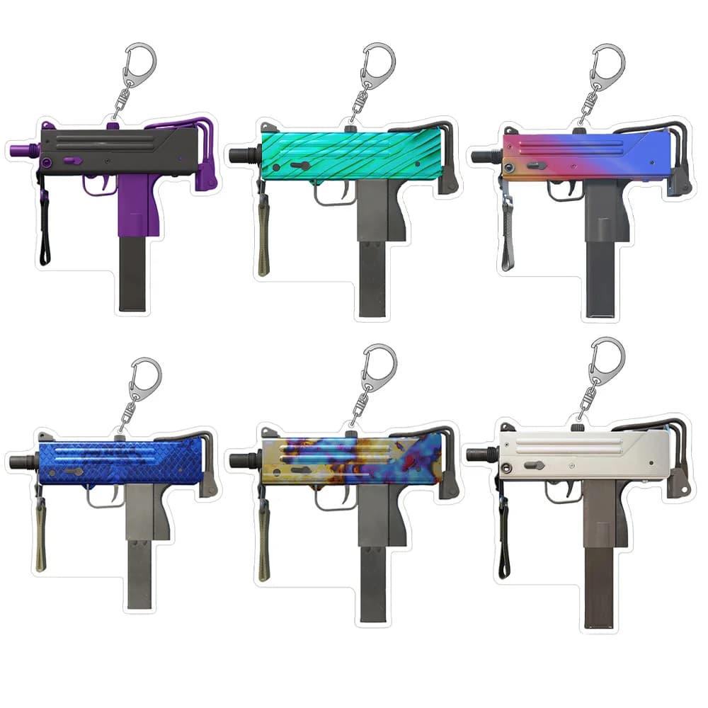Portachiavi in acrilico CS2 GO Game SMG MAC-10 Pipsqueak Stalker Graven Light Box Heat Last Dive, ciondolo per borsa, regalo di Natale