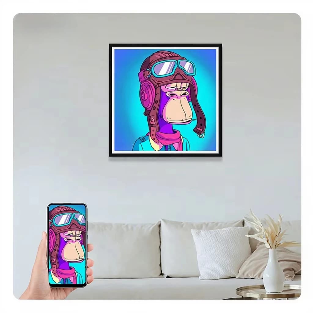 Schermo per arte digitale, display elettronico intelligente per NFT, cornice digitale con schermo quadrato per foto.
