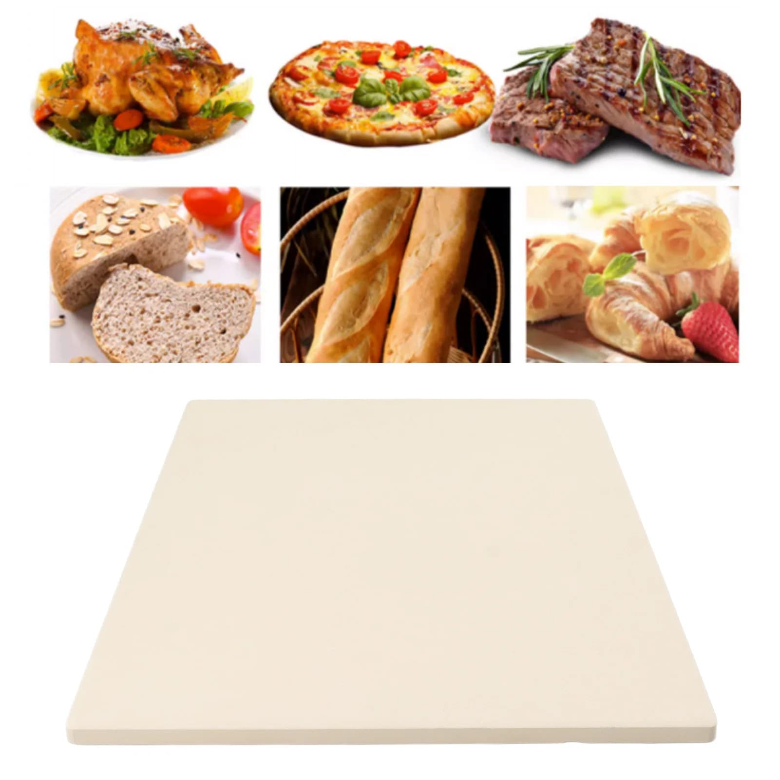 Pietra per pizza per griglia Pietra per pizza rettangolare 12x15 pollici Distribuzione uniforme del calore Pietra da forno in cordierite facile da pulire per griglia da forno