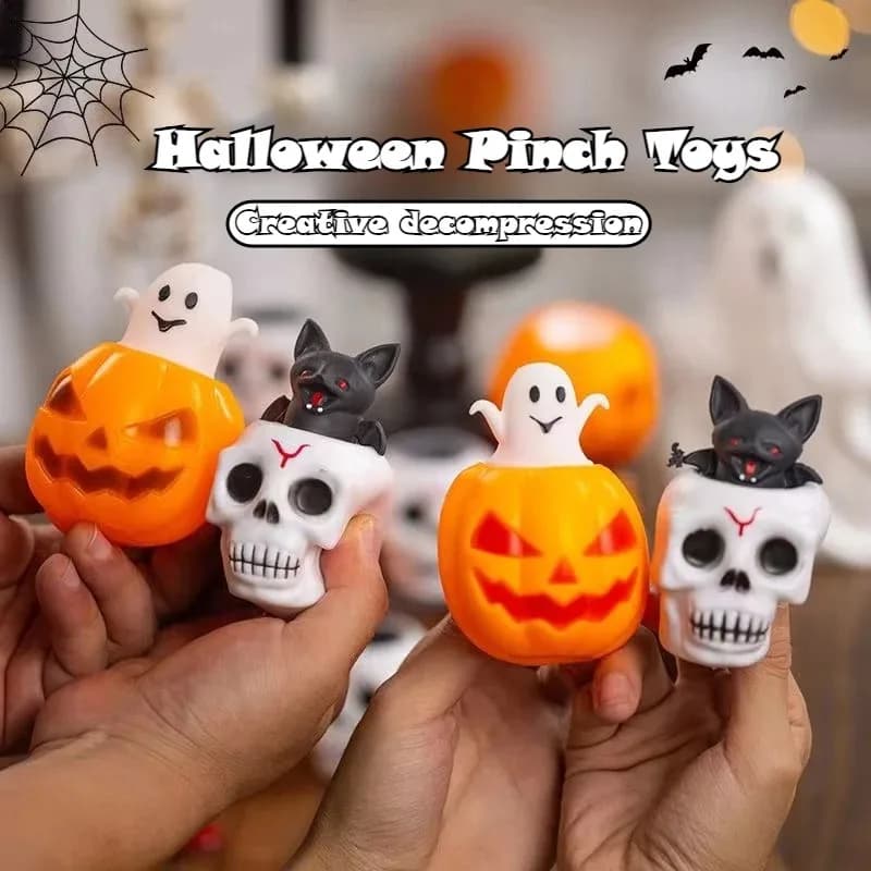 Zucca di Halloween Fantasma Teschio Pipistrello Spremere Pizzico Giocattoli Silicone Antistress Agitarsi Giocattoli per Bambini Adulti Bomboniere Regali Giocattoli