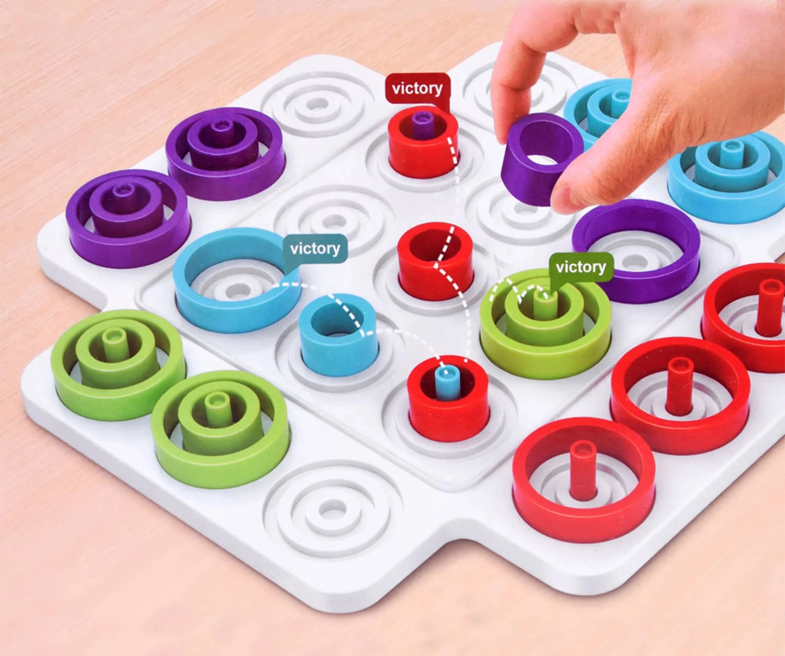 Gioco da tavolo Montessori con anelli impilabili, giocattoli educativi per bambini, gioco interattivo per feste in famiglia, gioco puzzle per l'allenamento della concentrazione dei bambini