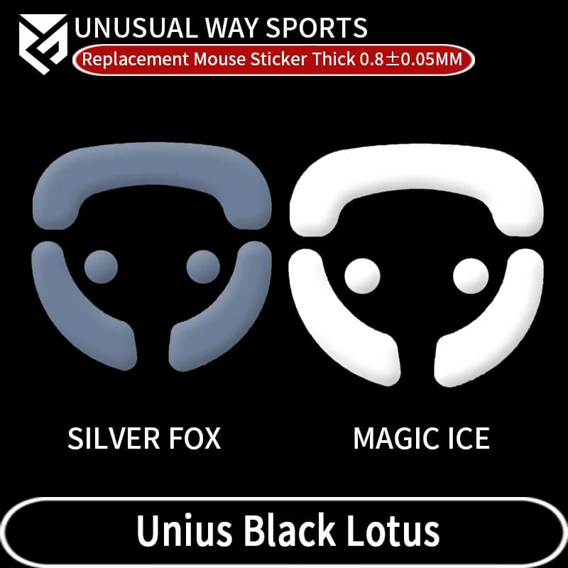 InsolitoWaySports Mouse Pattini Piedi Unius Black Lotus Superficie curvata PTFE Anti collasso Magic Ice Pink Black Silver Fox