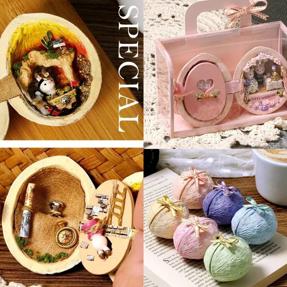 Modello di cabina fai-da-te Micro Noce World Nut Segreto fatto a mano Casa delle bambole Conchiglia di noce Casa delle bambole in miniatura Kit fatto a mano