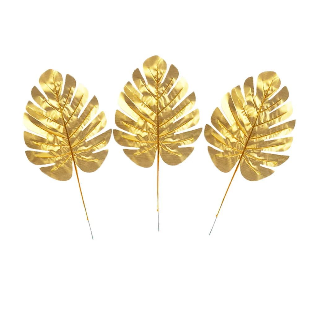 10Pcs Golden Simulation Monstera Turtle Leaves Reusable Artificial Plant Leaves for Home Wedding Party Event Decoration