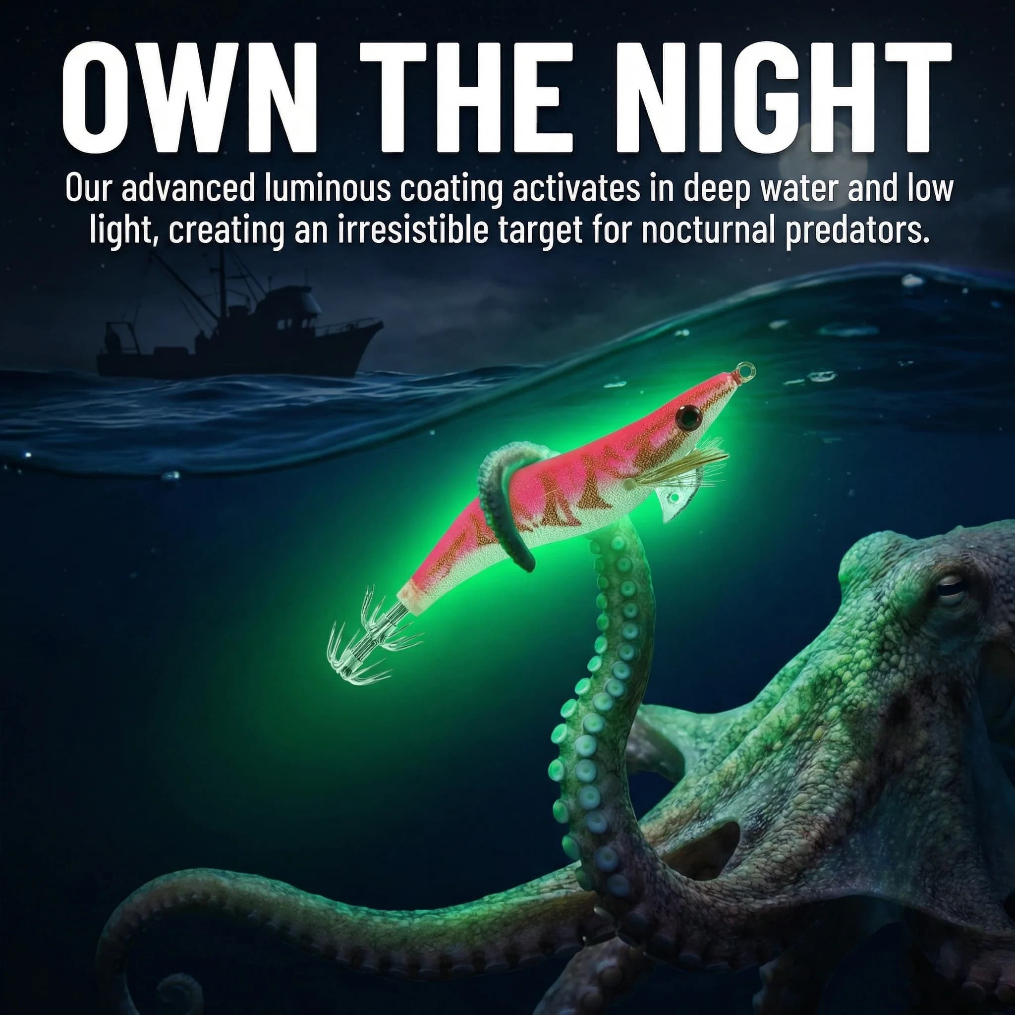 Goture Set di 10 Esche Luminose per Pesca, Gamberetti in Legno con Ganci in Acciaio Inox, Attrazione Sonora per Pesca Notturna in Acqua Salata