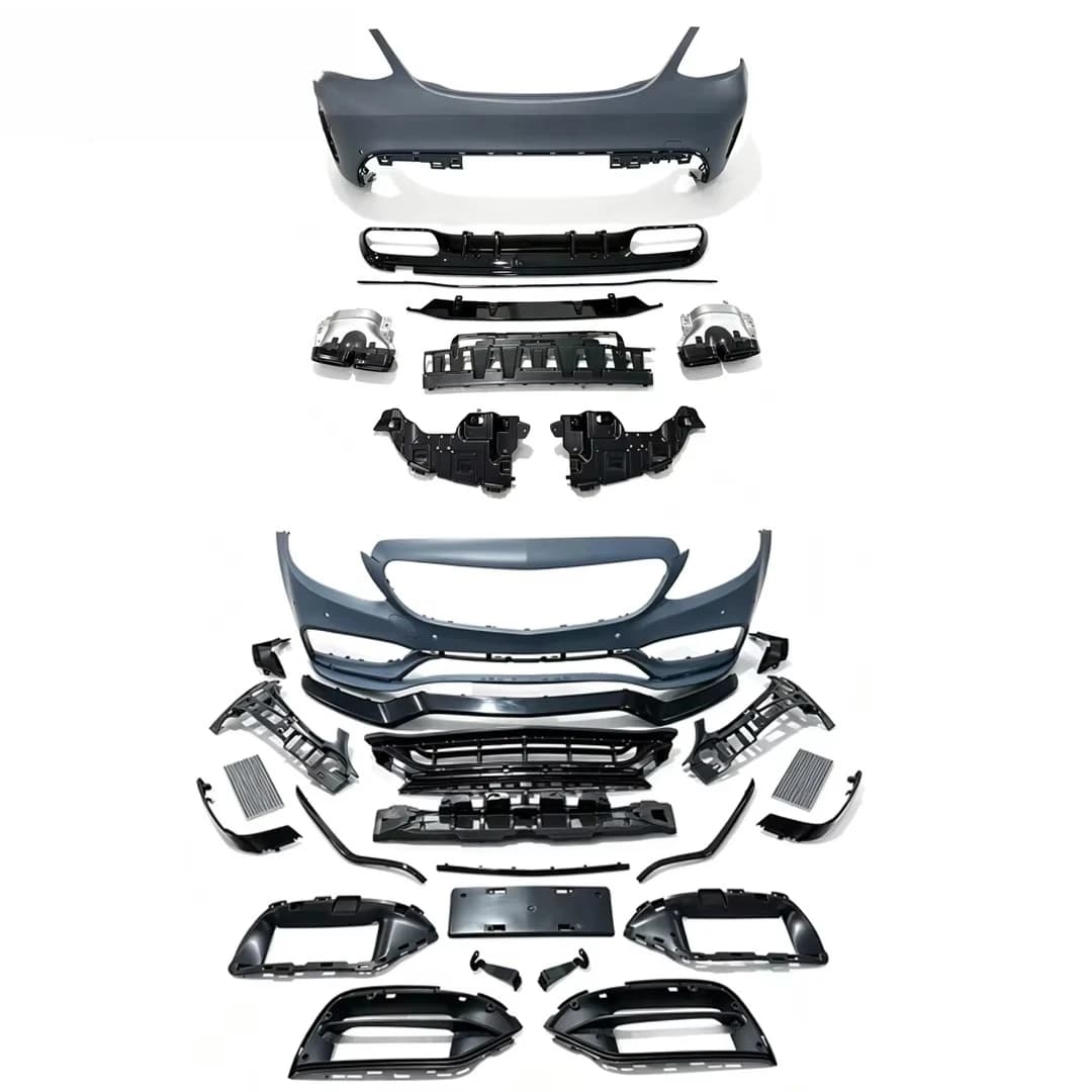 C63 Style W205 C200 C300 Body Kit Front Rear Bumper Rear Diffuser Exhaust Tips for W205 C200 C300 2015-2018