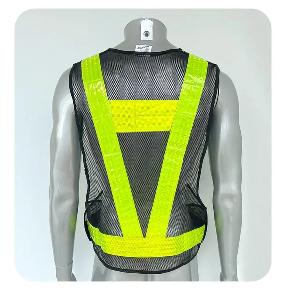 Gilet riflettente a forma di V Cinghie riflettenti a reticolo Gilet di sicurezza in tessuto a rete Lavoro notturno Giacca di sicurezza da lavoro Grenn luminosa
