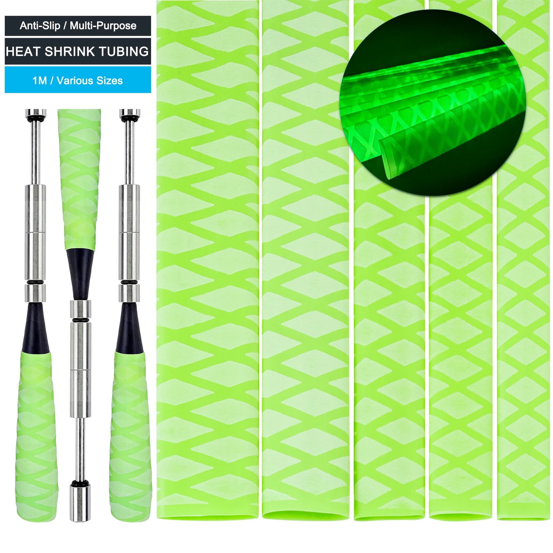 2:1 1M Tubo Luminoso Antiscivolo Tubo Termoretraibile Rapporto di Restringimento Per Canna Da Pesca O Isolamento Elettrico FAI DA TE