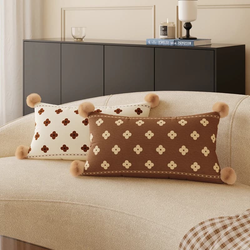 American Style Retro High-End Pillow Sofa Backrest Living Room Couch Lumbar Pillow Core Removable Washable Rectangle Shape
