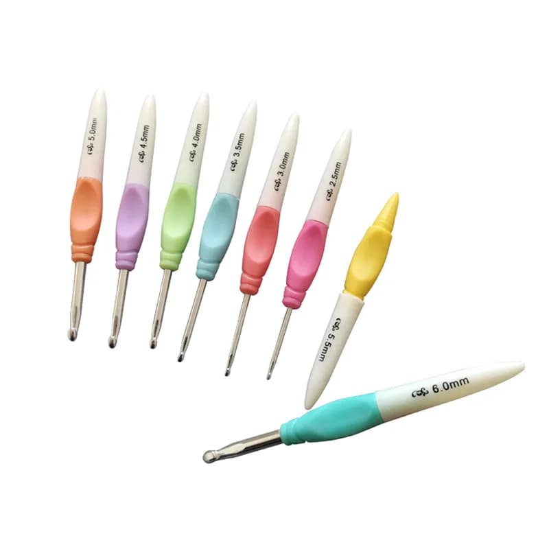 8 Pz/set 2.5-6.0mm Uncinetto Set Aghi Per Uncinetto ergonomici In Alluminio con Impugnatura In Gomma Morbida Colorata Maniglie Imbottite Aghi
