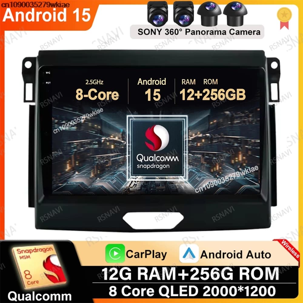 Android 15 For Ford Everest Ranger 2015 - 2017 2018 Head Unit WIFI+ 4G LTE Viedo Player Multimedia Snapdragon Qualcomm 9/10 Inch