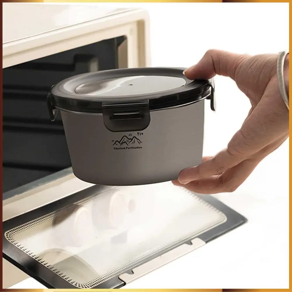 Contenitore per Alimenti Rotondo da 400-2200ml in Acciaio Inox con Coperchio Ermetico per Campeggio, Viaggi, Scuola e Lavoro