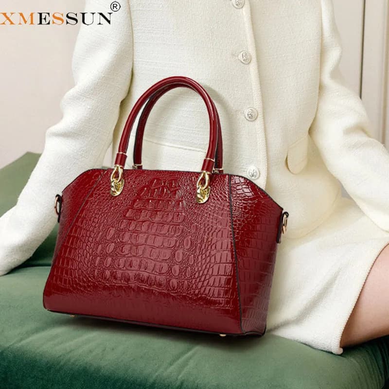 XMESSUN New Trendy Crocodile Pattern Vintage Handbag for Women,Fashion Designer Female Casual Shoulder Crossbody Commuter Bag