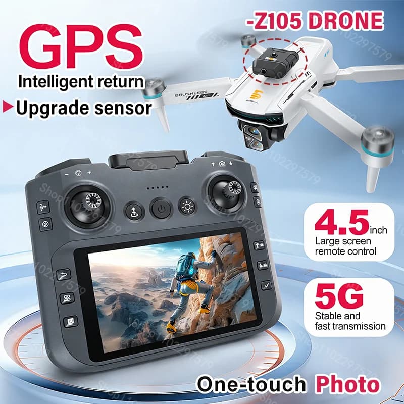 Nuovo Drone Z105 MAX 4K GPS con Doppia Fotocamera HD Grandangolare 1080P, Motore Brushless, FPV per Fotografia Aerea Esterna, Giocattolo Regalo per Bambini e Adulti