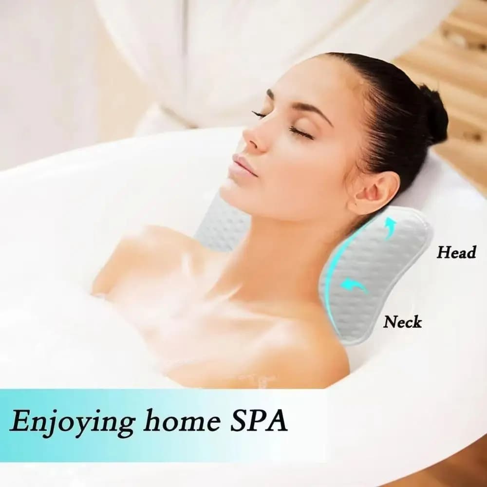 Cuscino per Vasca da Bagno con 2 Ventose, Morbido e Traspirante, Poggiatesta per Doccia con Gancio ad Asciugatura Rapida, Comodo Poggiatesta per Vasca, Relax nella Doccia
